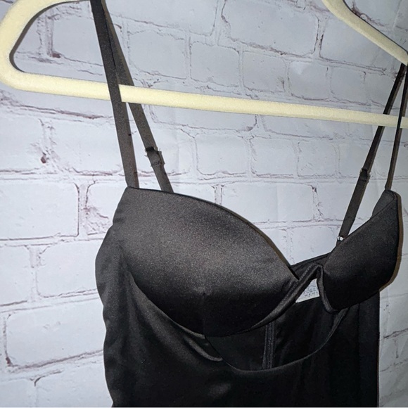 Oh Polly Black Satin Underwire Cutout Dress Size 4 - Picture 3 of 10
